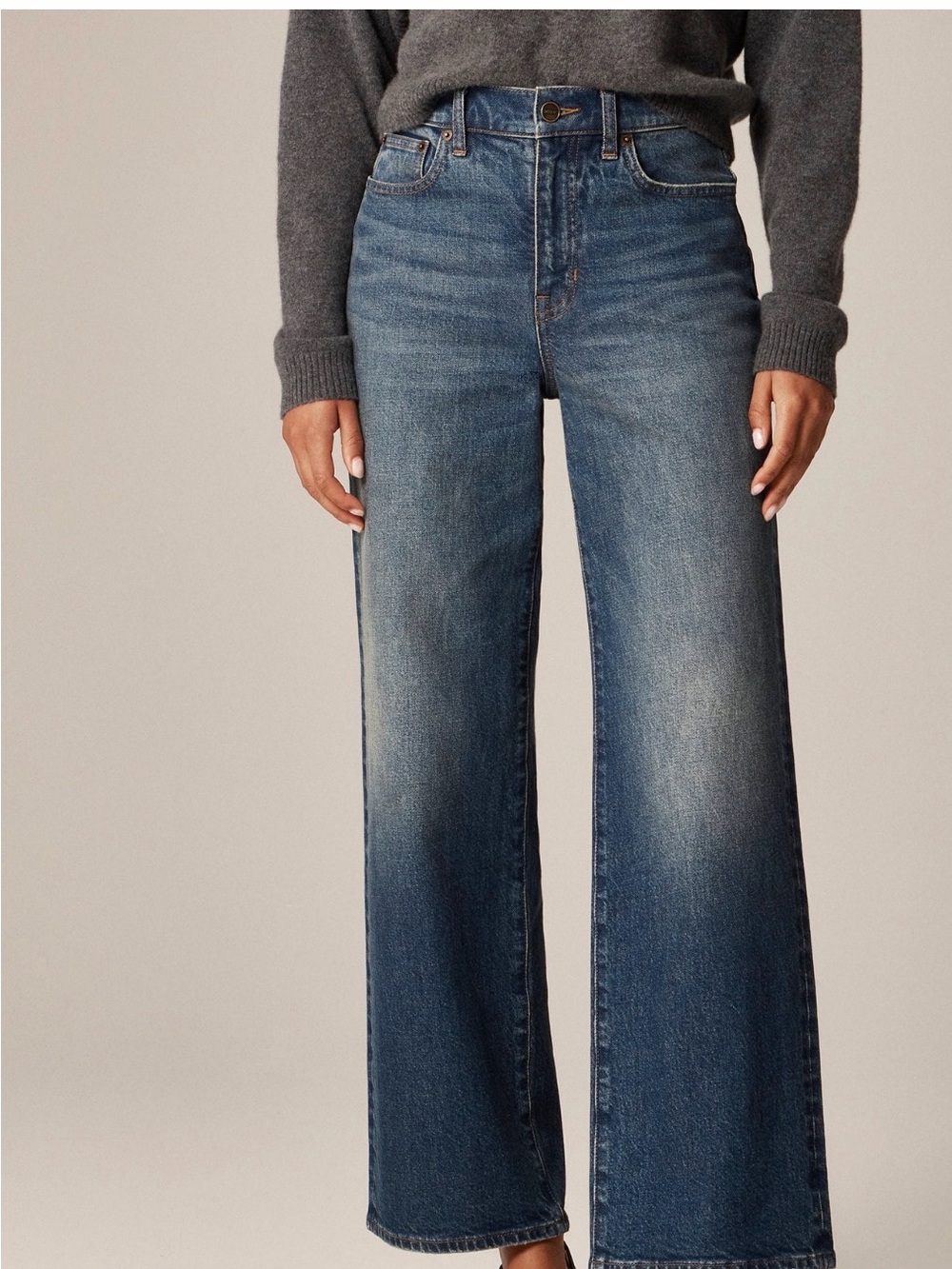 J. Crew Wide-Leg Washed Blue Jeans